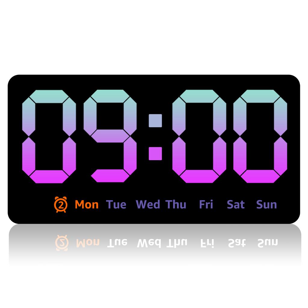 Digital Wall Clock 8.5 Inch Large Display LED Alarm Clock with Date Week Temperature Dual Alarm 3 Levels Brightness Adjustable