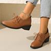 Large Size Uniform Leather Shoes Women's Spring New Front Lace-up Thick Heel Suit Versatile Small Leather Shoes Women