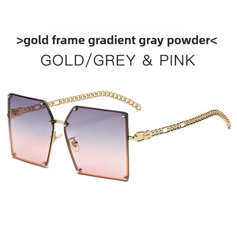 Summer Fashion Square Frame Sunglasses Chain With Uv400 Protection For Casual Wear
