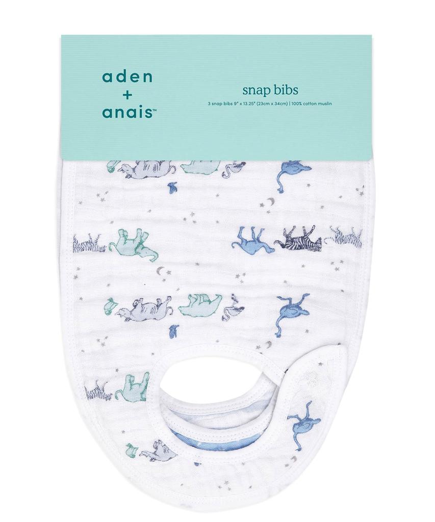 aden anais Star Bibs with Set of Muslin Adjustable in 3 Baby BBADABASNC30005J & Snaps, 3, Cotton, Levels, Gift,