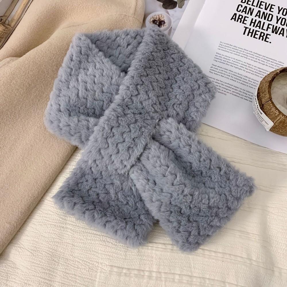 Soft Cross Scarf Thickened Winter Scarves Elegant Knitted Neckerchief  Outdoor