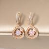 Sparkly Pink Imitation Pearls & Zirconia Drop Earrings, Golden Plated Statement Jewelry