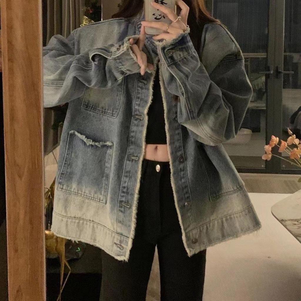 2025 Women's Short Slim Hooded Denim Jacket – Korean Style, Long-Sleeved, for Spring & Autumn Students