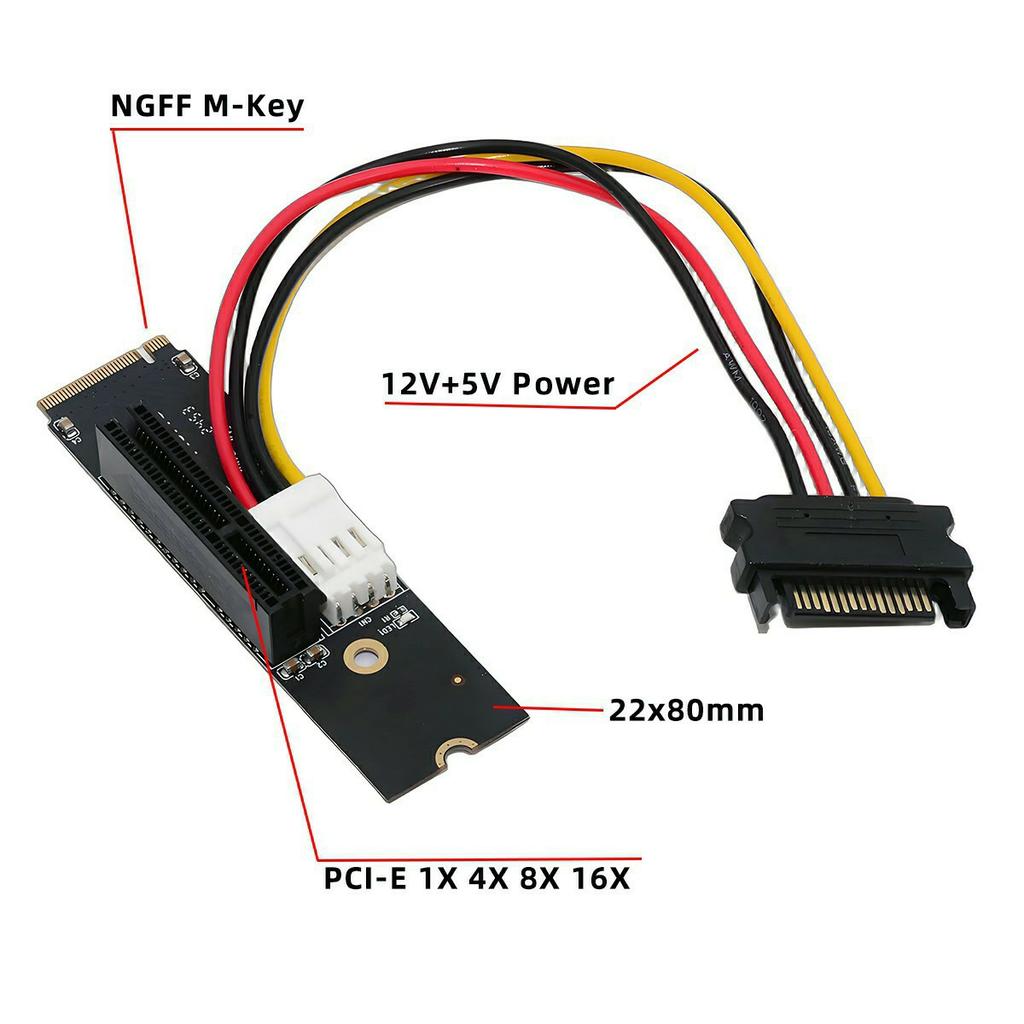EP-048 M.2 NGFF NVMe M-Key Extender to PCI-E X1 X4 X8 X16 Graphics Card Riser Adapter