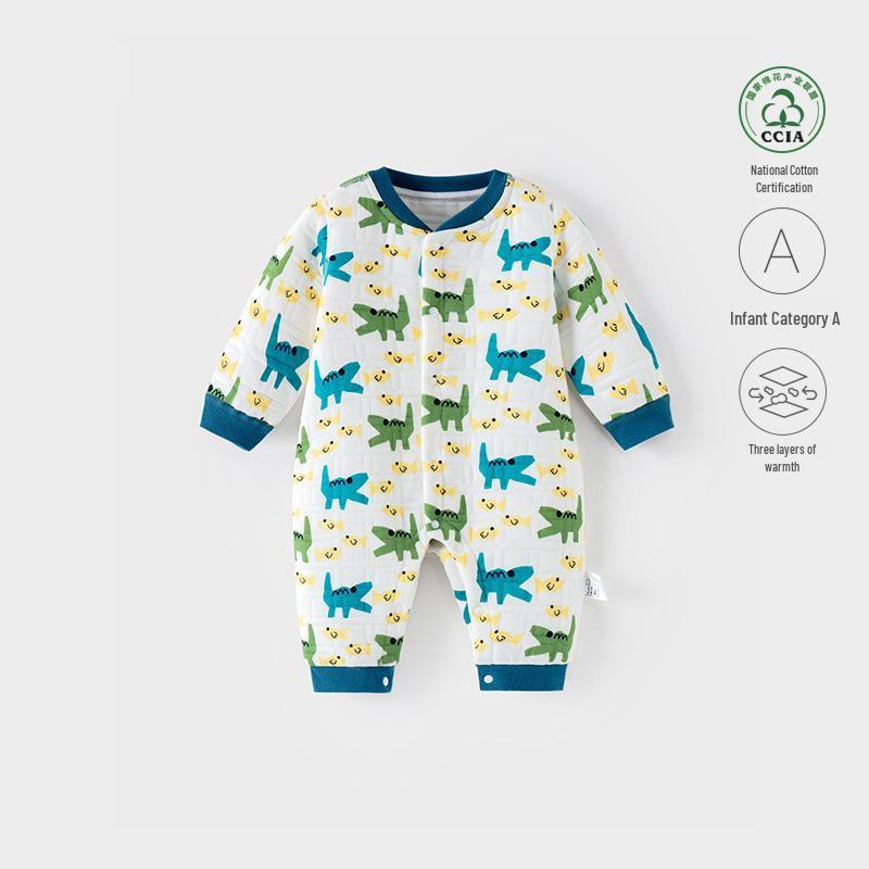 Newborn Baby Thin Cotton Cartoon Long Sleeve Jumpsuit (2-Pack)