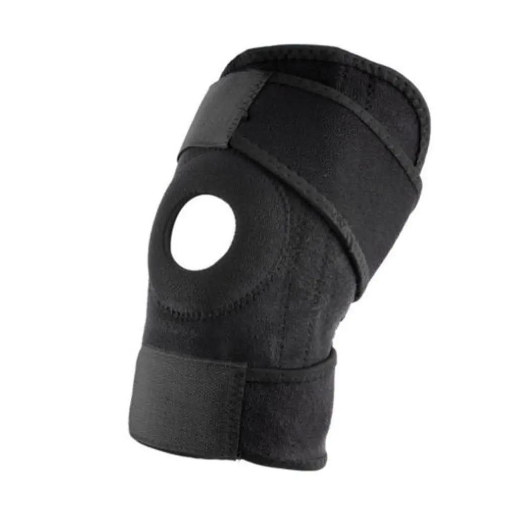 Black Knee Patella Support Brace Adjustable Sleeve Wrap Cap Stabilizer Sports Wrap Brace Hiking Sports Breathable Knee Protector чёрный