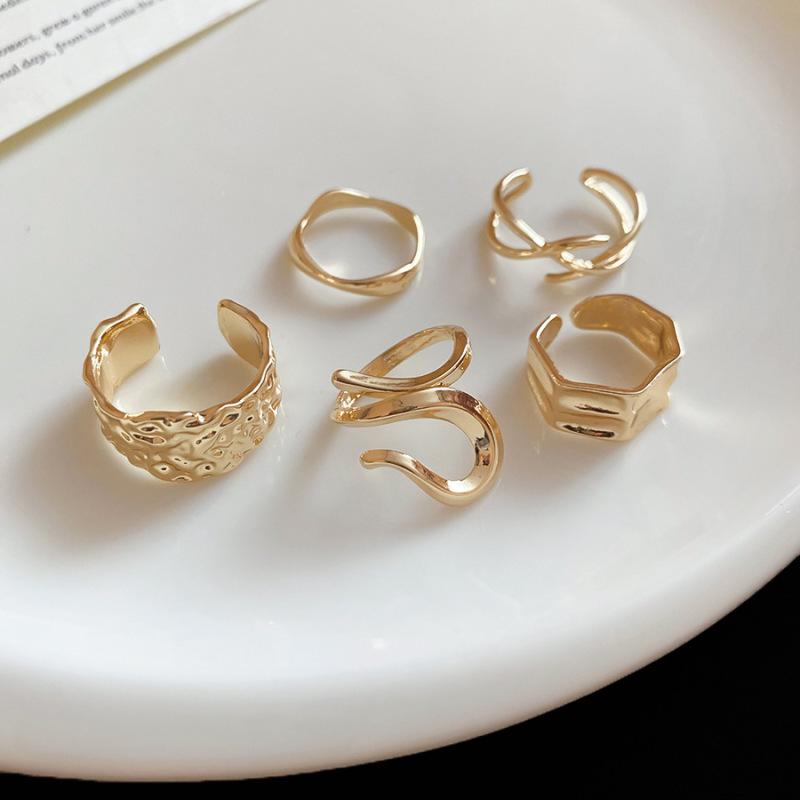 Vintage Geometric Metal Floral Open Ring – European & American Style Index Finger Jewelry