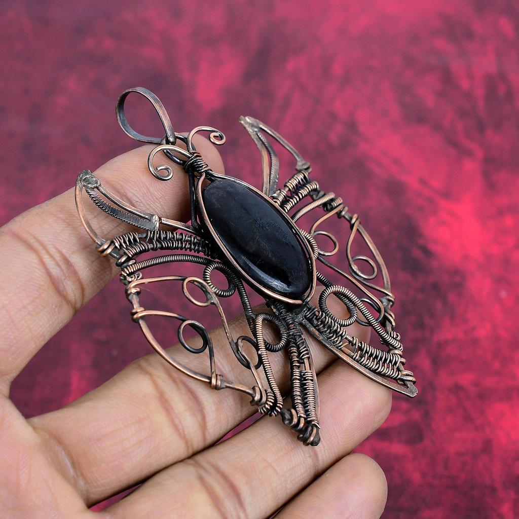Sugilite pendant copper wire wrapped pendant handmade real gemstone pendant copper jewelry butterfly pendant gifts for her wire wrap jewelry