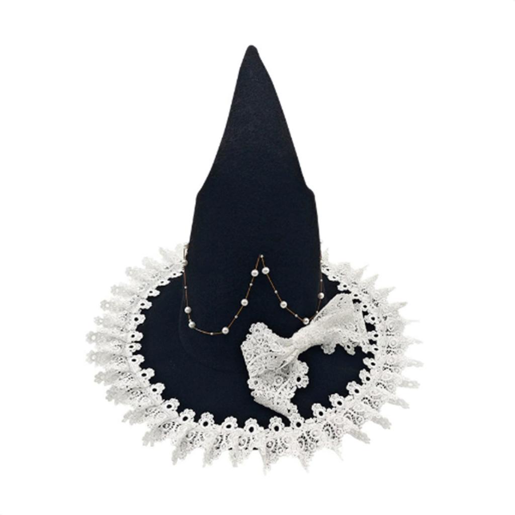 Halloween Witch Hat - Gothic Halloween  Hat - Gothic Silk Beaded Black Hat - Witch Costume (1 Piece)
