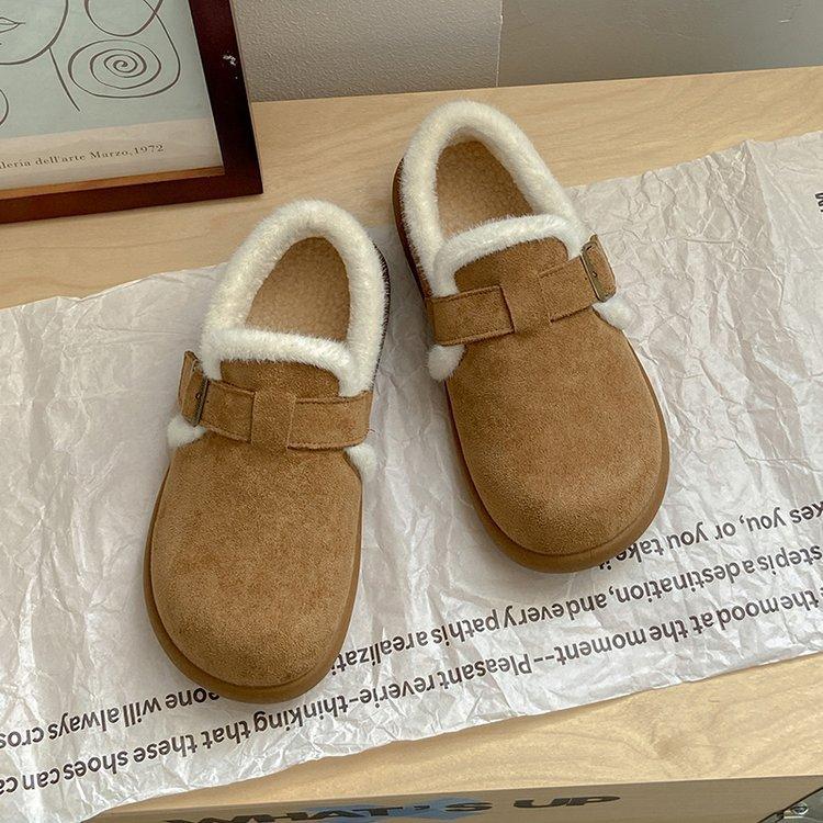 

2025 осень и зима новая плюшевая обувь зимние ботинки утолщенные одинарные туфли платформа теплые хлопковые туфли Birkenstocks женские 40 малиновый