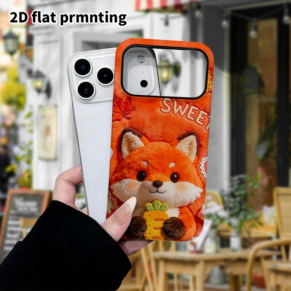 Phone Case: 2D flat design suitable for iPhone 18 17 16 15 14 13 Pro film protective case, couple style, embroidered little fox, Christmas and Hallowe