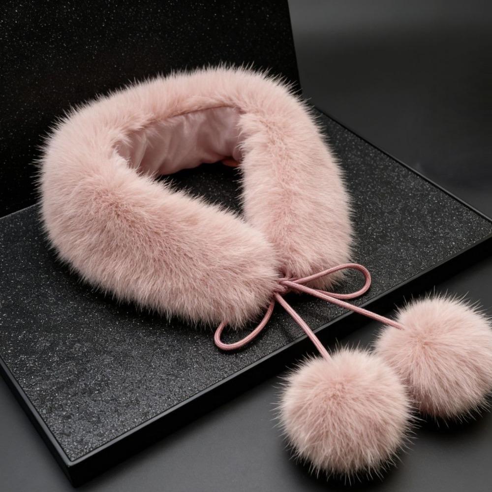 Soft Plush Fur Collar Scarf Faux Fur Fur Collar Shawl New Pom Pom Scarf Women