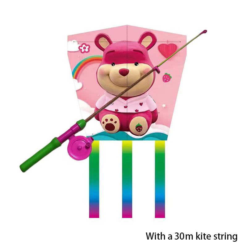 

Handheld Mini Childrens Fishing Rod Small Kite Cartoon Pattern Outdoor Toy Style F