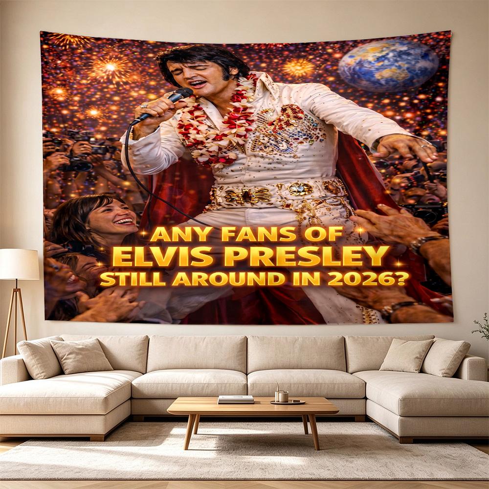 Elvis Neon Sign Versatile Wall Hanging Blanket, Home Backdrop for Wedding, Party and Video Shooting,Perfect Gift