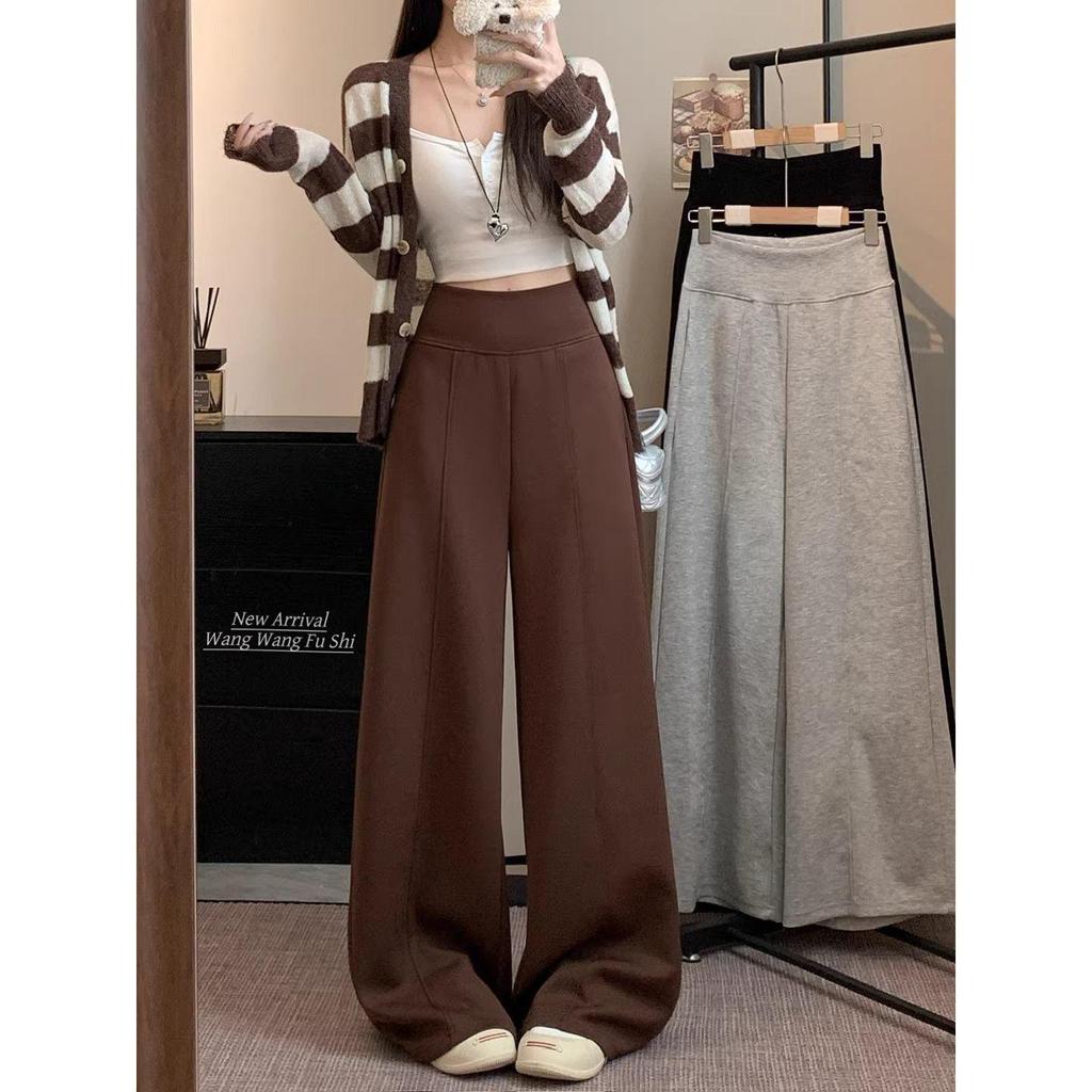 Women's High-Waisted Wide-Leg Pants - Autumn/Winter 2026, Slimming Casual Sweatpants, Premium Sportswear