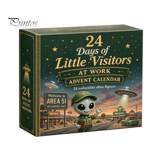 Holiday Countdown Ornament Box 2026 Spirit Advent Calendar, 24-Day Mini Figure Set, Elf Alien Festive Home Decor Ornaments Fairy Christmas Collection,