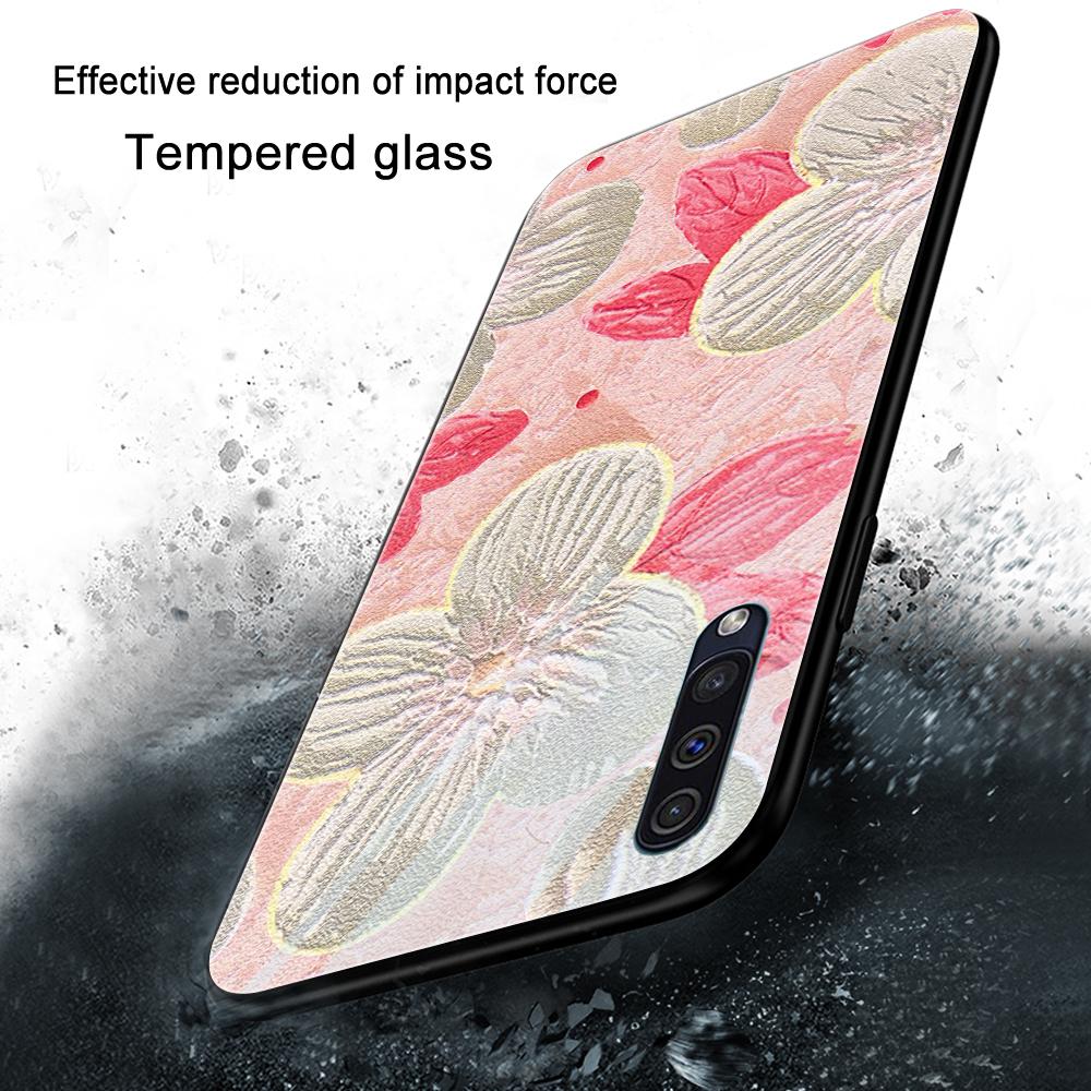 Flower Painting Floral Case For Samsung Galaxy A71 A72 A70 A73 A53 A13 5g A03 A22 A21s A03 Core A42 A52 Luxury Glass Cover Coque