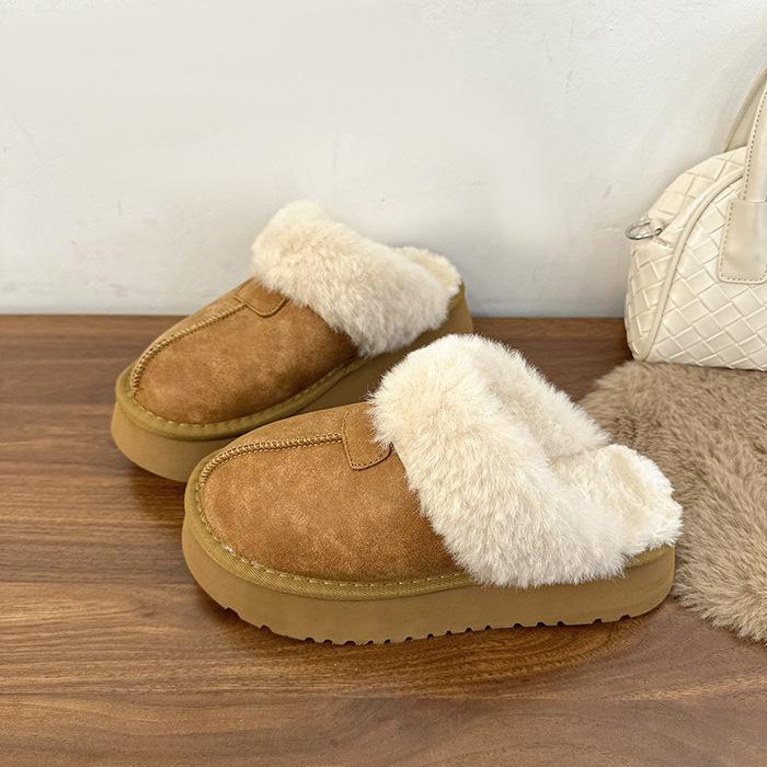 

Women s Baotou lightweight and comfortable a footstirrup heightening winter warm cold padded non-slip wear-resistant leisure cotton slippers 40 коричневий