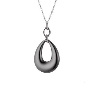 Halskette - Paula - 925 Sterling Silber rhodiniert - Schwarz - Stahl - Damen