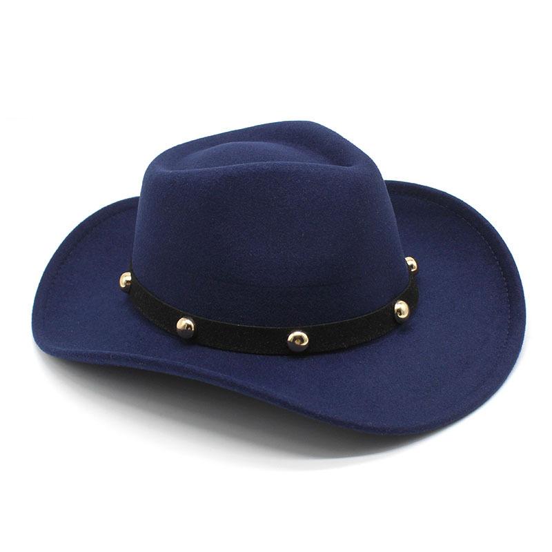 Western Cowboy Hat Woolen Men'S And Women'S Jazz Top Hat Men'S And Women'S Ethnic Style Felt Hat