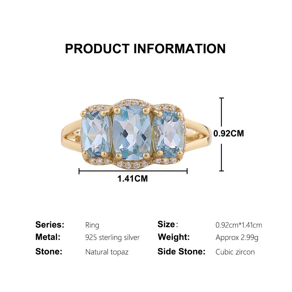 Natürlicher Himmelblauer Topas Ring Ohrringe Set 925er Sterlingsilber November Geburtsstein Feinschmuck für Damen Jubiläumsparty Geschenk
