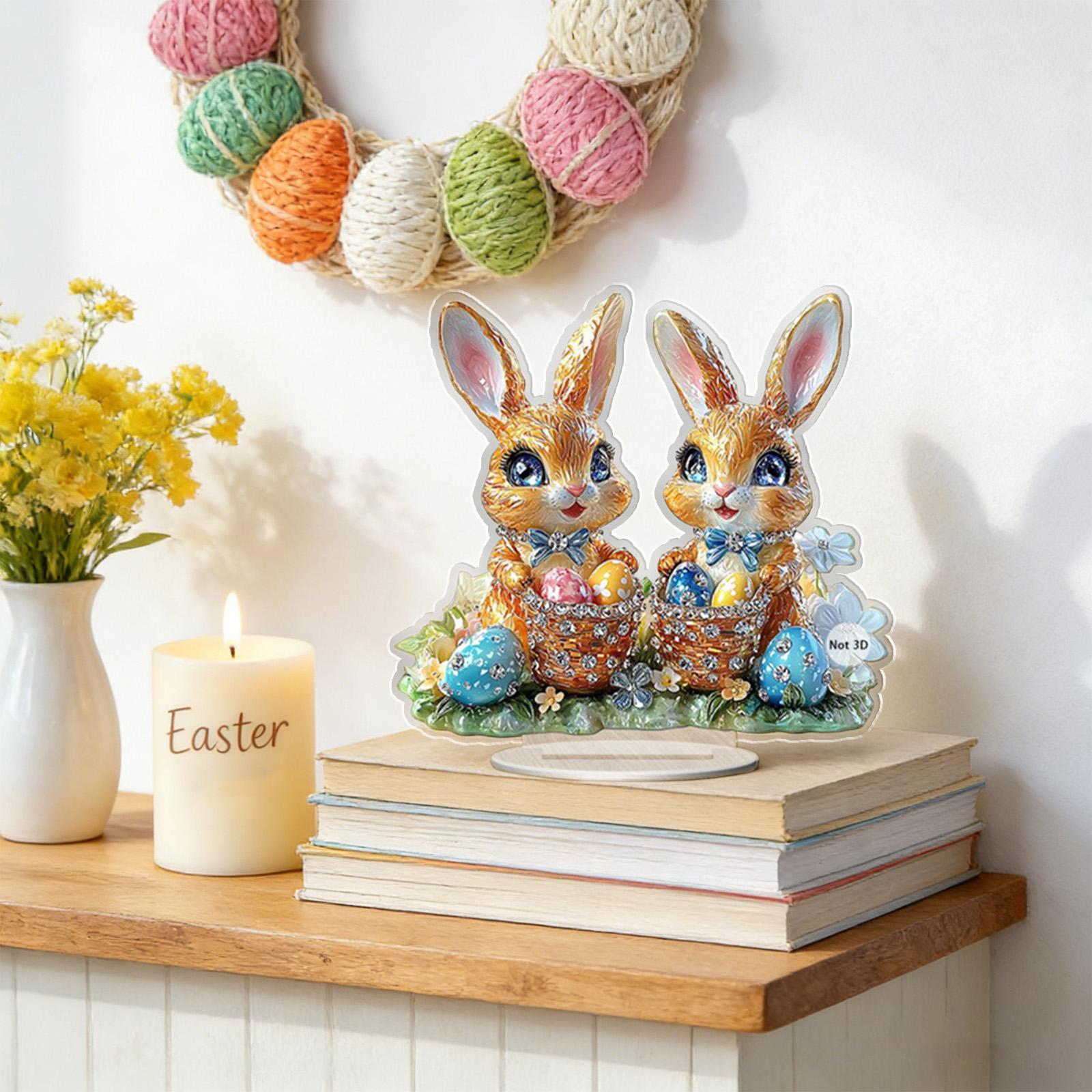 

Easter Cute Bunny And Egg Acrylic Home Living Room Outdoor Party Festival Theme Decoration One Size