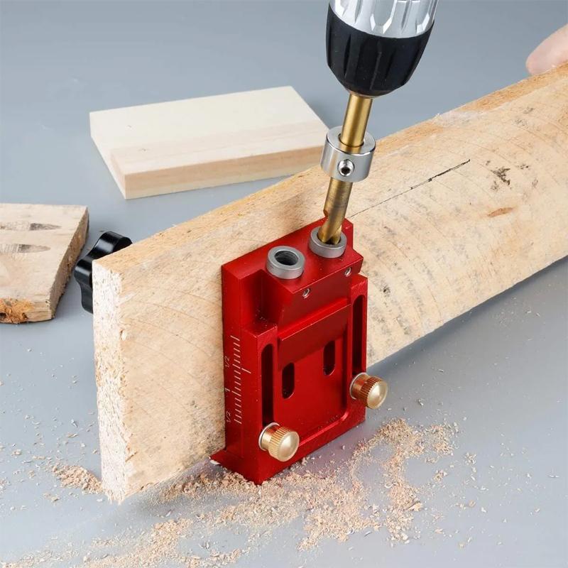 Pocket Hole Jig Kit Two Hole Wood Jig System Kit with Drill Guide and Step Drill Bit Woodworking Hole Punch Carpentry Tools