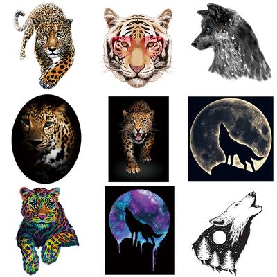 Parche termoadhesivo de animales para ropa, parches de leopardo, lobo, punk, para camisetas, transferencia de planchado para ropa, apliques térmicos DIY