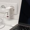 Qoltec 45W GaN Wall Charger | 5-20V | 1.5-3A | 1 x USB-C PD | 1 x USB QC 3.0 | White