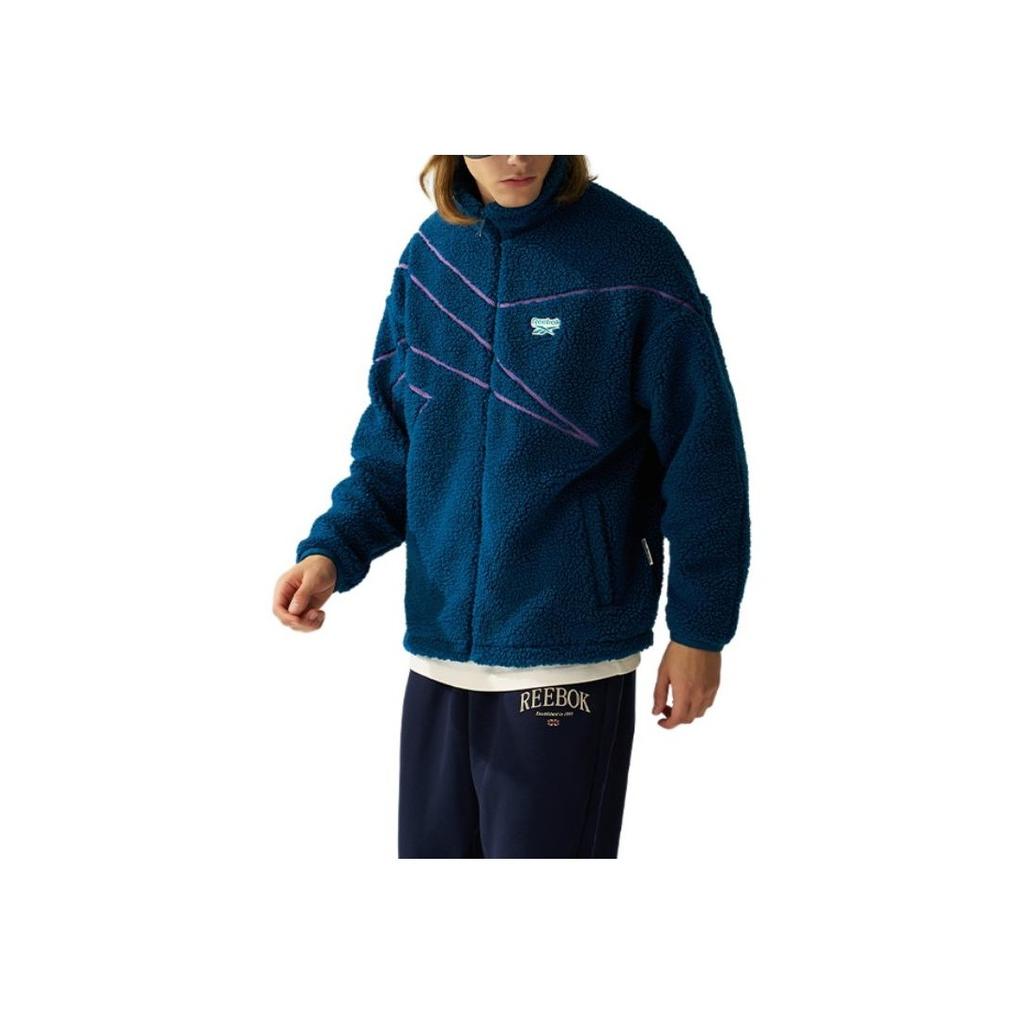 Reebok Comfortable Versatile Long Sleeve Retro Sports Stand Collar Jacket Unisex Jackets Legion-Blue 24FRM101UGBA