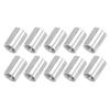 10Pcs Coupling Nut Round Rod Connector 304 Stainless Steel Female Thread M12x1.75 16 L35mm