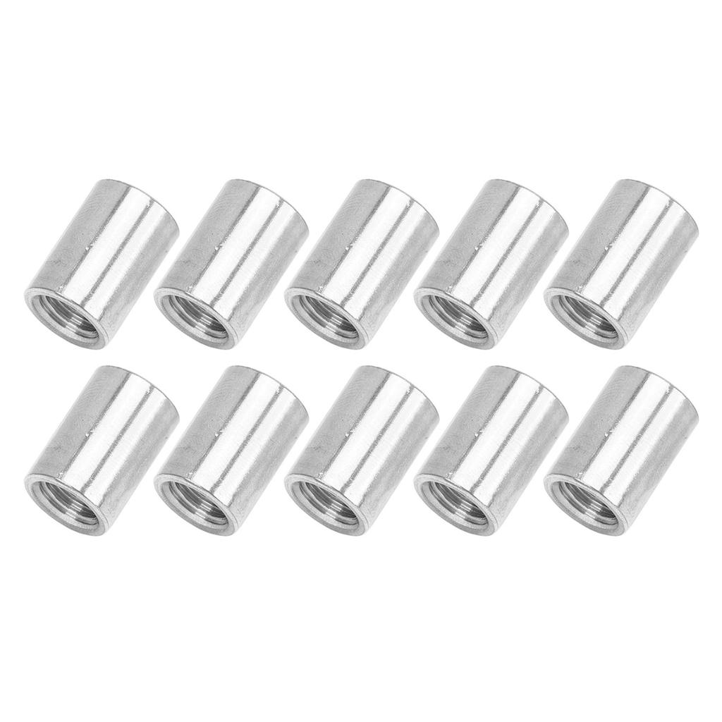 10Pcs Coupling Nut Round Rod Connector 304 Stainless Steel Female Thread M12x1.75 16 L35mm