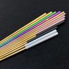 10Pair Resuable 23.5cm Square Chopsticks Top 18/0 Stainless Steel Japanese Black Gold Sushi Hashi Reusable Colorful Chopsticks