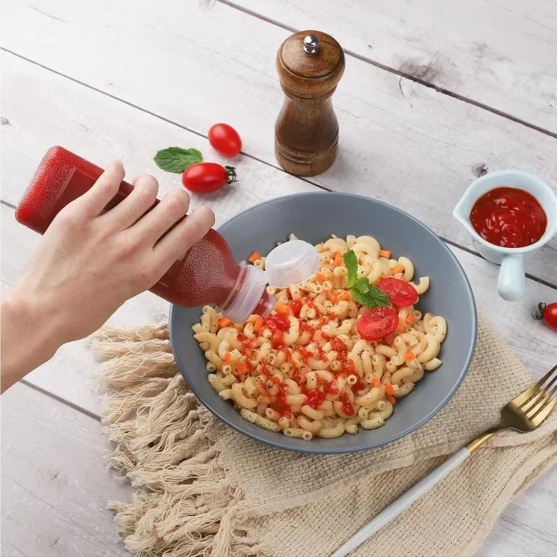 Küchenölflasche Kunststoff Würzsauce Squeeze Flasche Spender für Salat BBQ-Sauce Würzmittelbehälter Kochwerkzeug