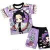 Demon Slayer Kyojuro Rengoku Flame Hashira 2-Piece Set Short Sleeve T-shirt and Matching Shorts Anime Print Casual Loungewear