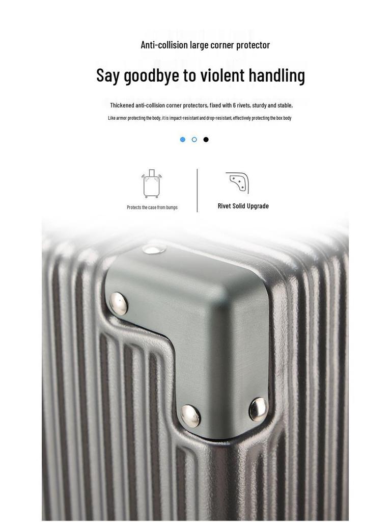 Large Capacity Aluminum Frame Suitcase: Durable, Silent Wheels, Secure Password, Unisex Design