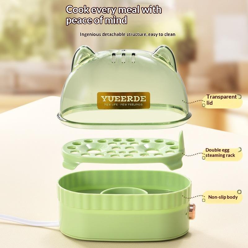 Automatic Power Off Egg Cooker Cute Cat Shaped Electric Egg Steamer Boiler BPA Free for Dorm Student Breakfast Prep