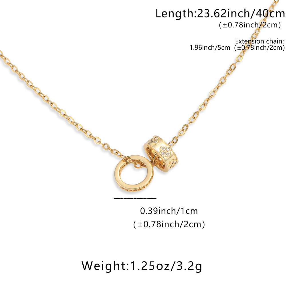 Vintage Double Ring Cubic Zirconia Pendant Necklace for Women