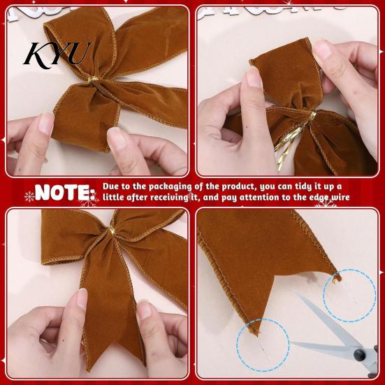 Decorative Velvet Ribbons 2Pcs Christmas Tree Bow Decors, Fabric Holiday Wreath Hanging Ornament Retro Ornaments for Home, Festive Garland Wedding