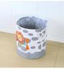 Children's Cartoon Embroidery Storage Bucket - Fabric Cotton Linen Organizer for Toys, Laundry, and Sundries.