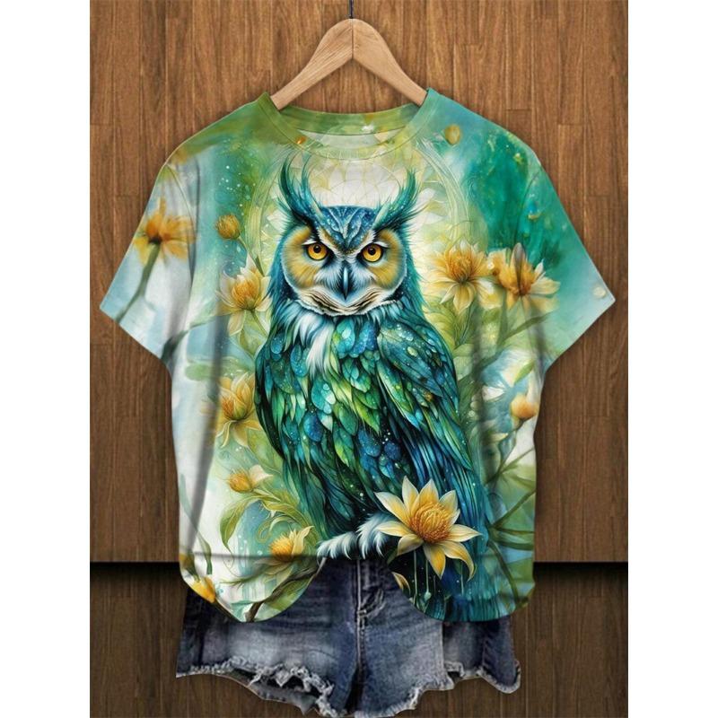 3D printed cat T-shirt women s floral pattern casual short sleeved shirt 2XS