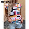 GMXIA Women's Fashion Casual Short Sleeve V Neck Blouses & Shirts