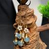 Charm Blue Jade Pearl Flower Tassel Dangle Earrings 14K Gold Vintage Chinese Stone Jade Earrings for Women Trendy Gift Jewelry