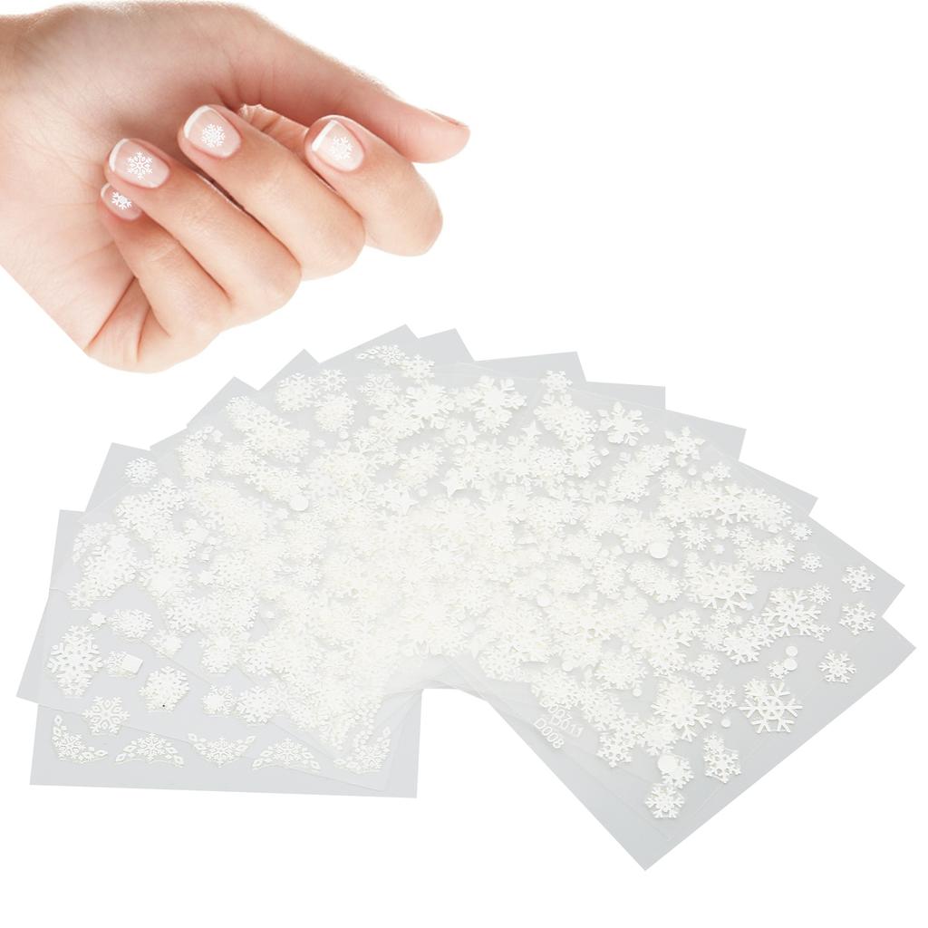 12 Sheets Nail Art Stickers Christmas Self Adhesive Snowflake Manicure Decals Accessories for Women Girls
