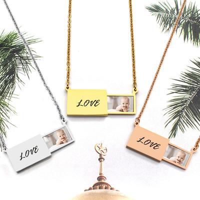 Personalized Stainless Steel Photo Necklace Custom Engrave Love You Color Photo Pendant  2025 Couple Gift