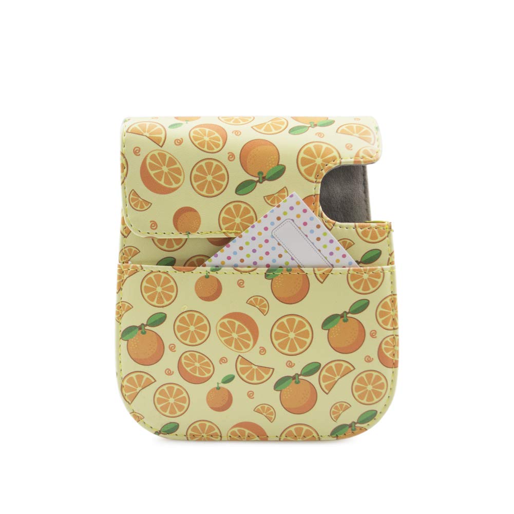 kinokoo Cheki Fujifilm Cheki instax mini11 Case instax mini11 Camera Case Cheki Protective Case with Shoulder Strap Case, (Orange Pattern)