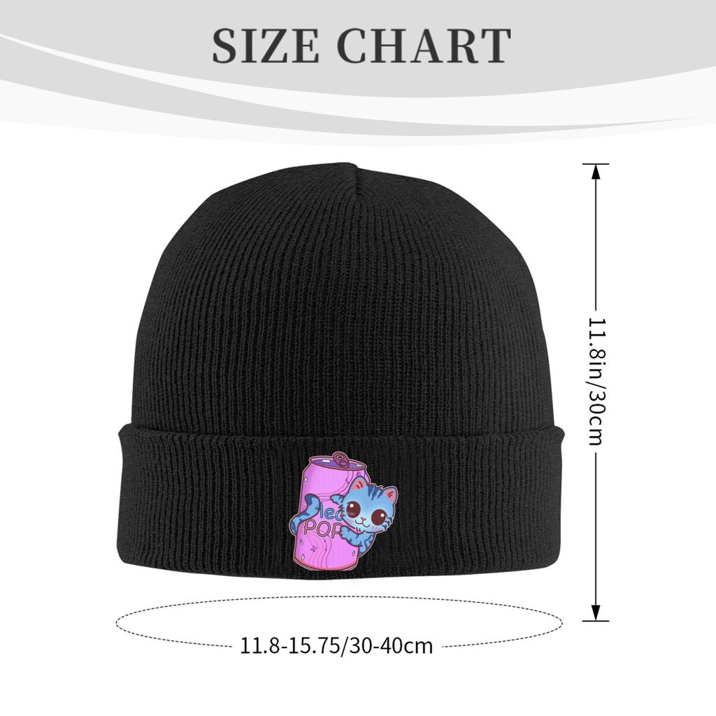 Adult Unisex Cute Blue Cat with Soda Pop Can Beanie Hats Knitted Hat Autumn Kpop Caps Graphic Thermal Elastic Bonnet Hats