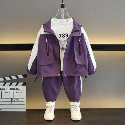 Ensemble de vêtements de travail deux pièces à capuche pour garçons - Nouvelle tenue décontractée à manches longues printemps et automne 2025