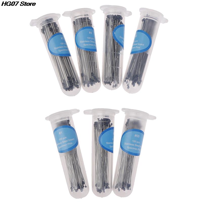 100 Pieces Insect Pins Specimen Needle Stainless Steel with Plastic Box for School Lab Entomology Body Dissection Insect Needle