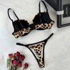 Lingerie sexy europea e americana set reggiseno e perizoma stampa leopardo set intimo comodo push-up